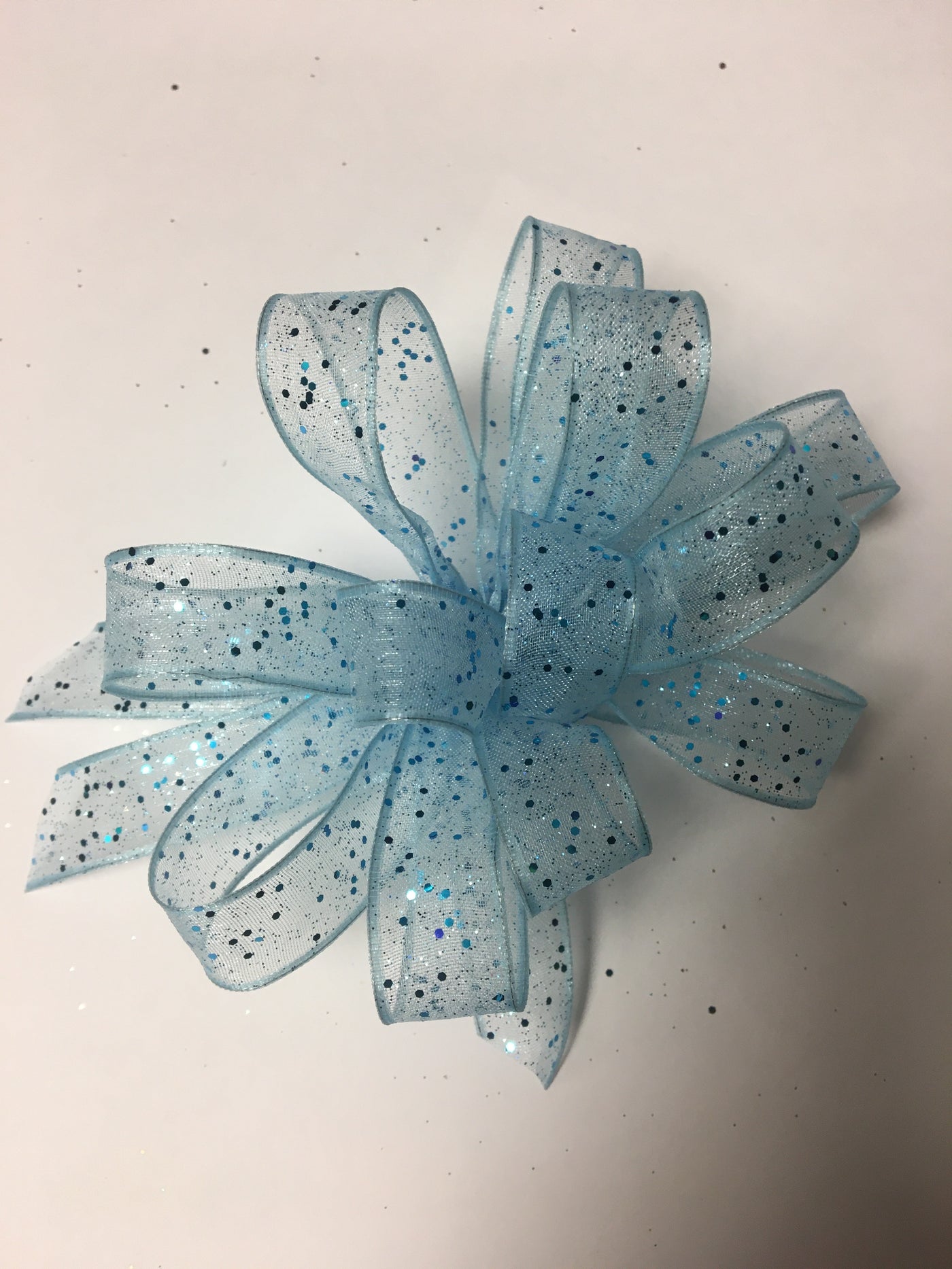 Wrist Corsage w/ Light Blue Sparkle Sheer Ribbon